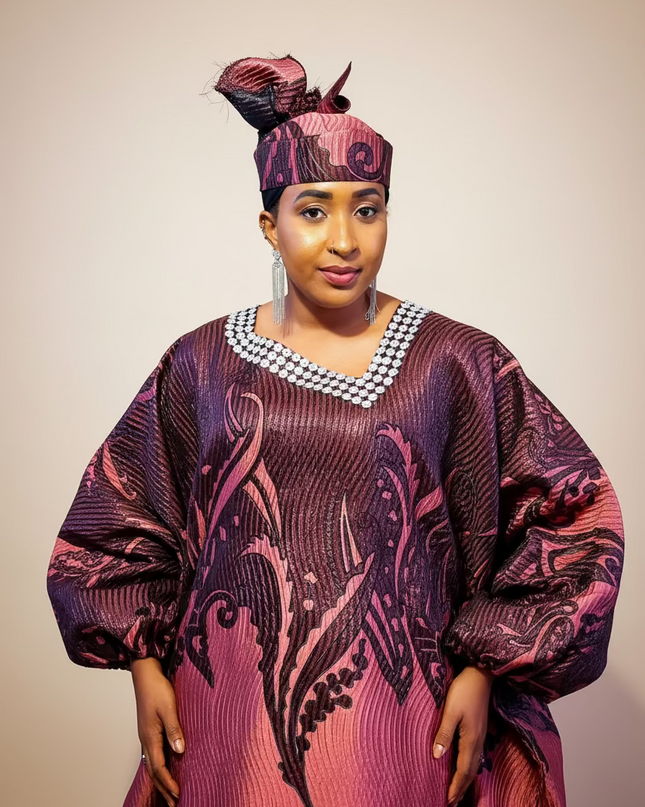 Boubou Namisata brocart spiral - Rose