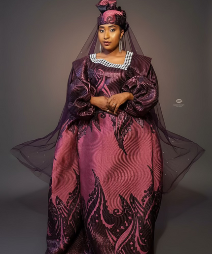 Boubou Namisata brocart spiral - Rose