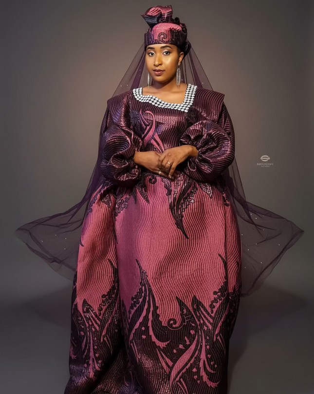 Boubou Namisata brocart spiral - Rose