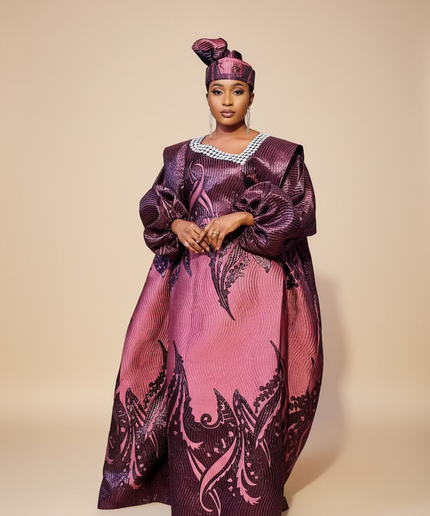 Boubou Namisata brocart spiral - Rose