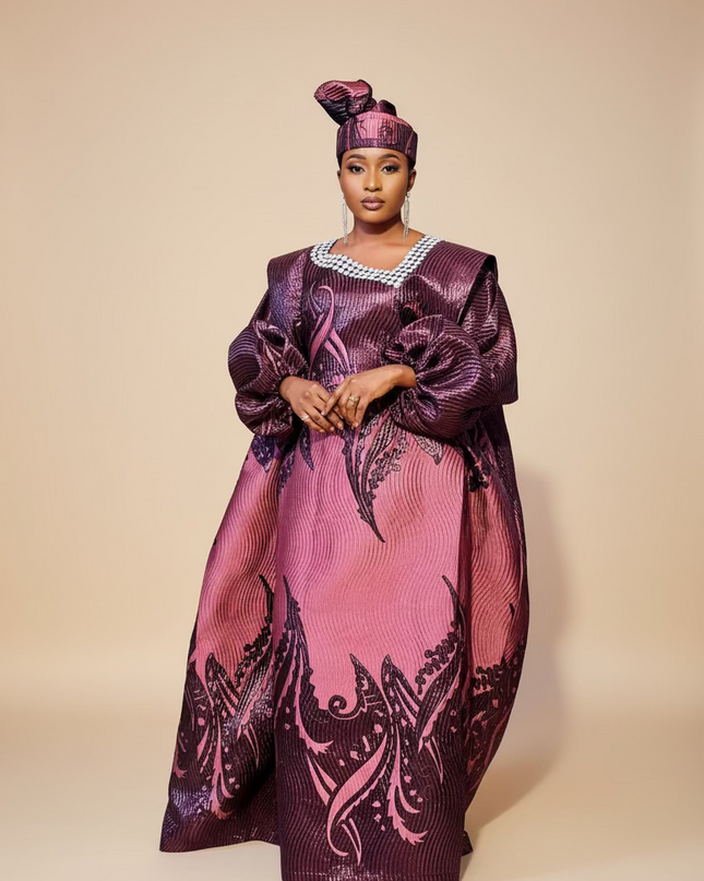 Boubou Namisata brocart spiral - Rose