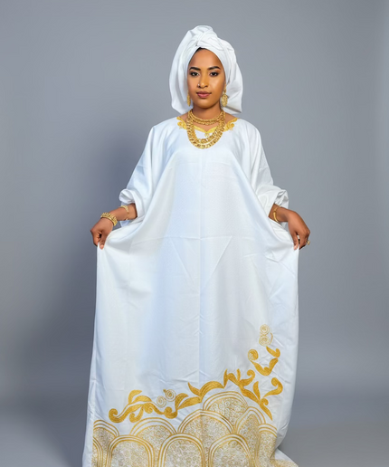 Boubou coton brodé - Blanc