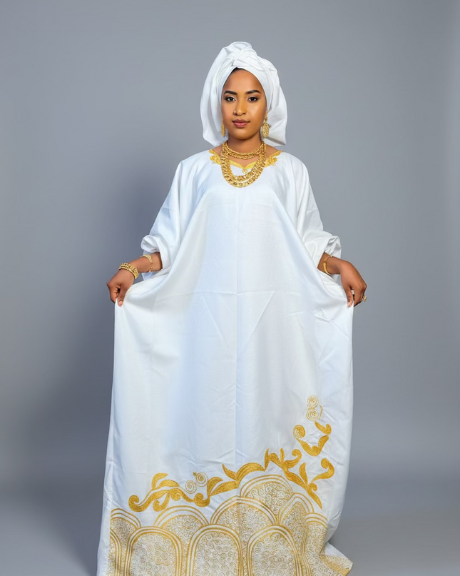 Boubou coton brodé - Blanc