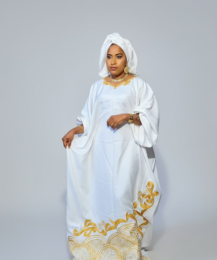 Boubou coton brodé - Blanc
