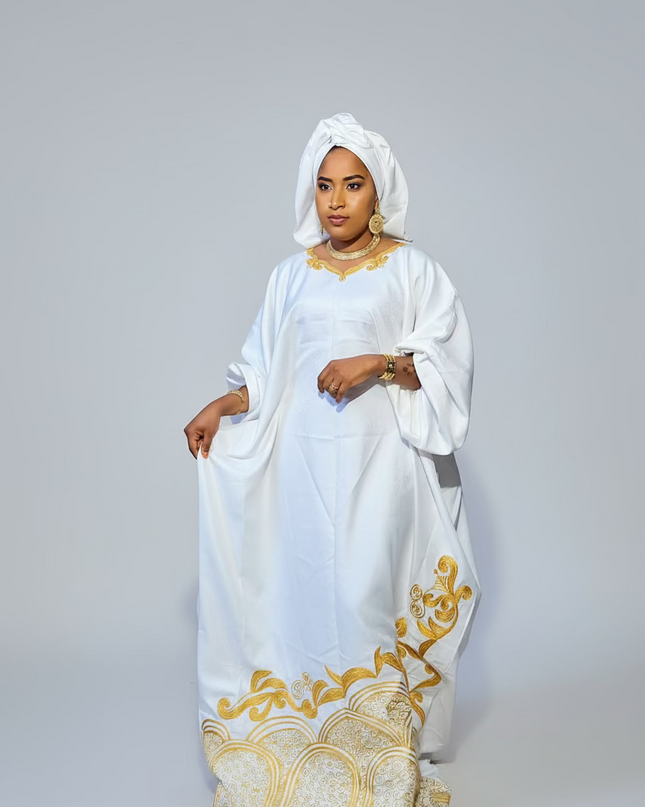 Boubou coton brodé - Blanc