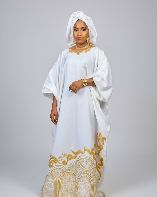 Boubou coton brodé - Blanc