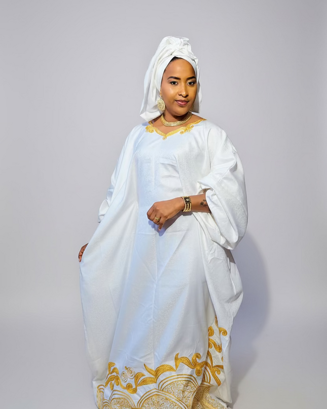 Boubou coton brodé - Blanc