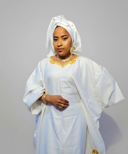Boubou coton brodé - Blanc