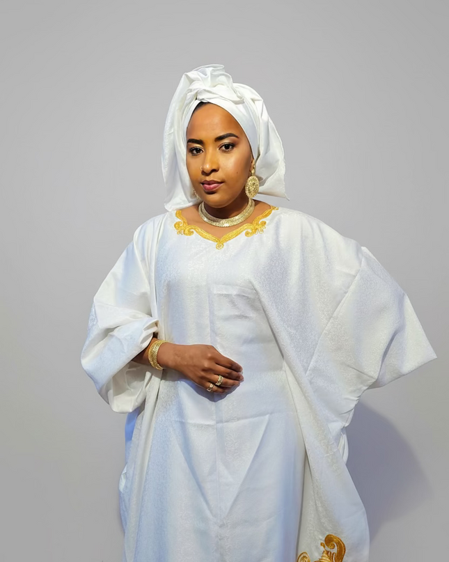 Boubou coton brodé - Blanc