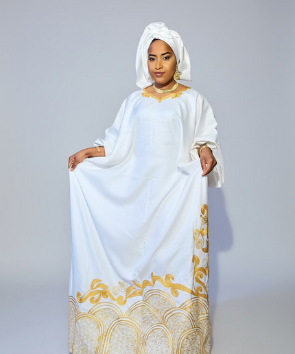 Boubou coton brodé - Blanc