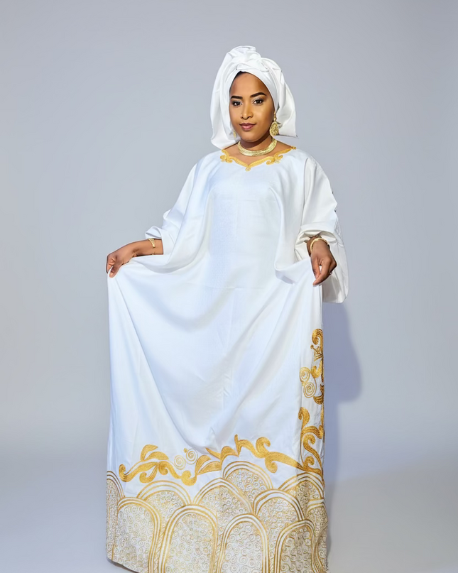Boubou coton brodé - Blanc