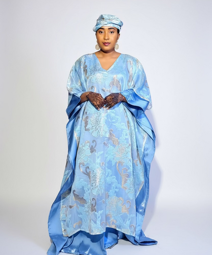 Boubou folasade brocart mikado - Bleu