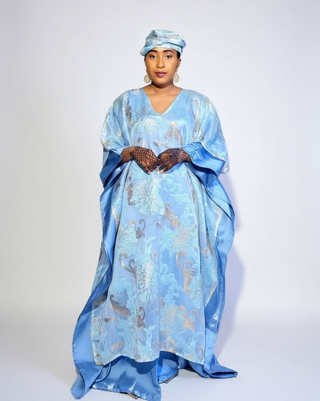 Boubou folasade brocart mikado - Bleu