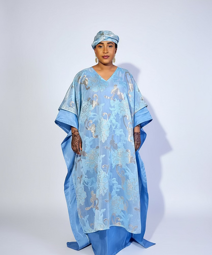 Boubou folasade brocart mikado - Bleu