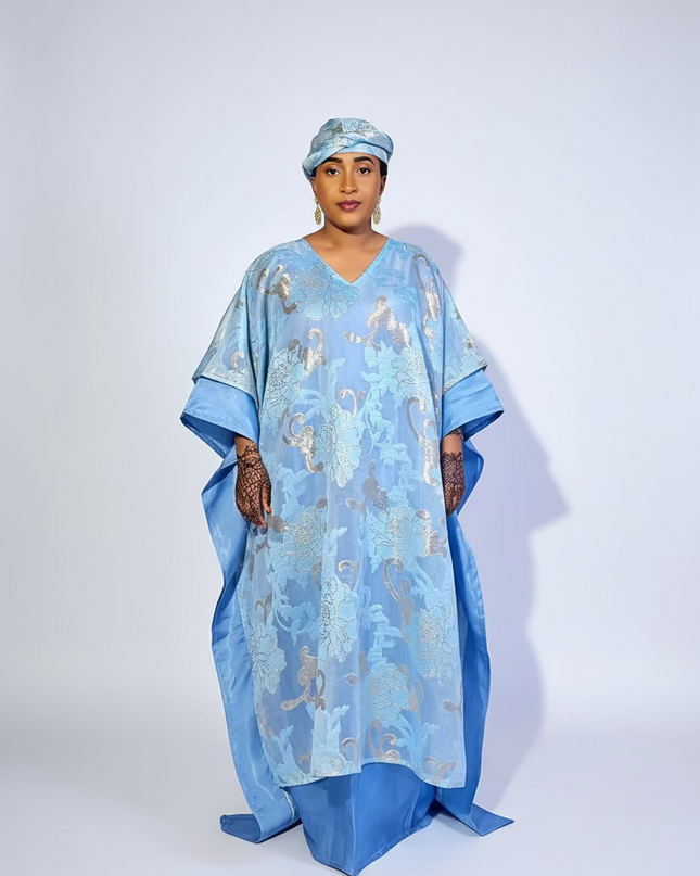 Boubou folasade brocart mikado - Bleu
