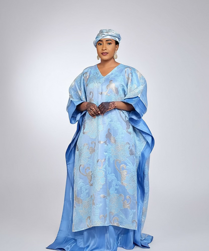 Boubou folasade brocart mikado - Bleu