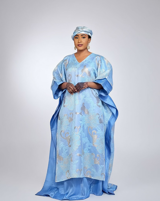 Boubou folasade brocart mikado - Bleu