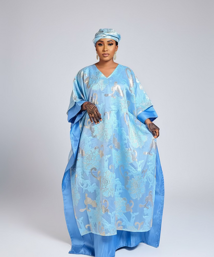 Boubou folasade brocart mikado - Bleu