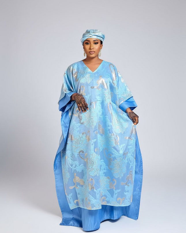 Boubou folasade brocart mikado - Bleu