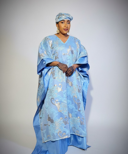 Boubou folasade brocart mikado - Bleu