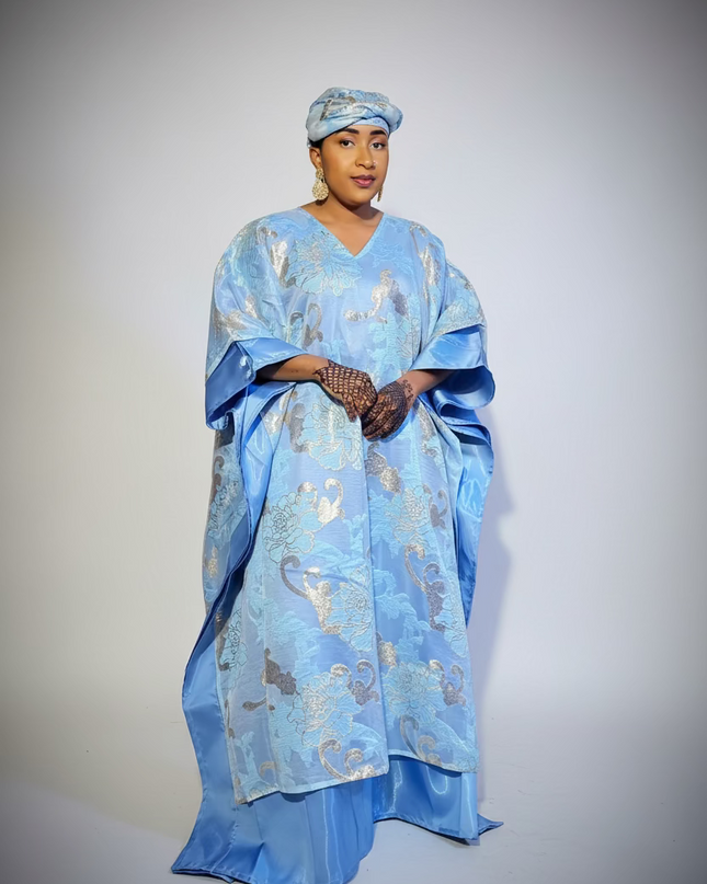 Boubou folasade brocart mikado - Bleu
