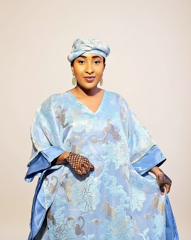 Boubou folasade brocart mikado - Bleu