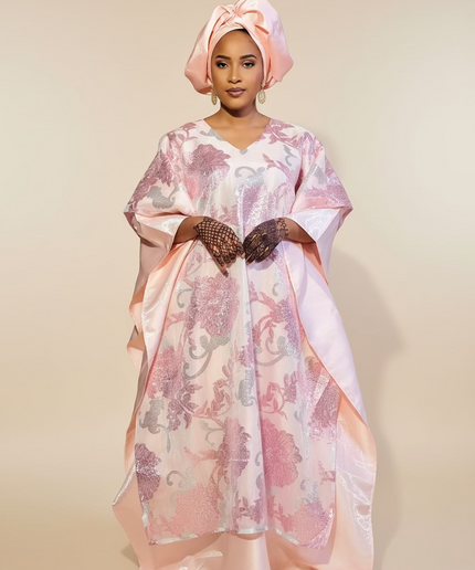 Boubou folasade brocart mikado - Rose