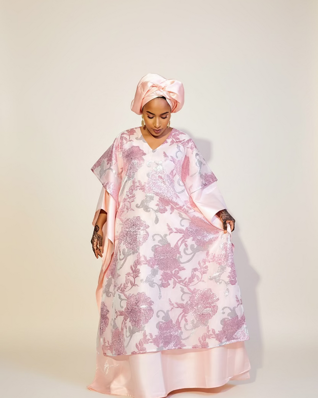 Boubou folasade brocart mikado - Rose