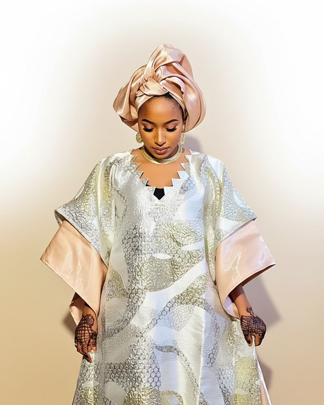 Boubou folasade brocart mikado - Champagne