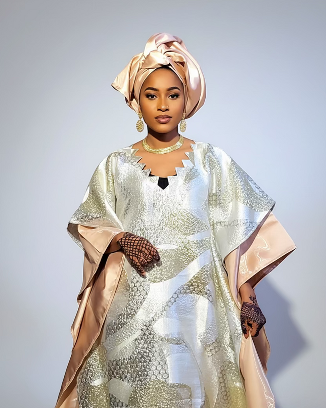 Boubou folasade brocart mikado - Champagne