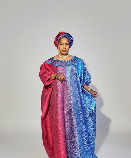 Boubou Brocart Bicolore - Indigo