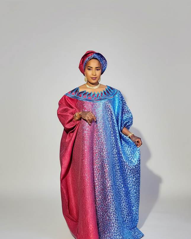 Boubou Brocart Bicolore - Indigo
