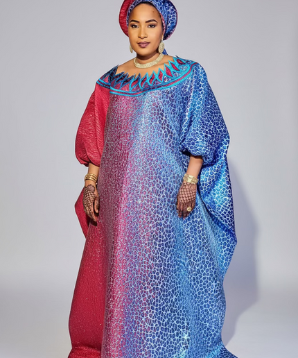 Boubou Brocart Bicolore - Indigo