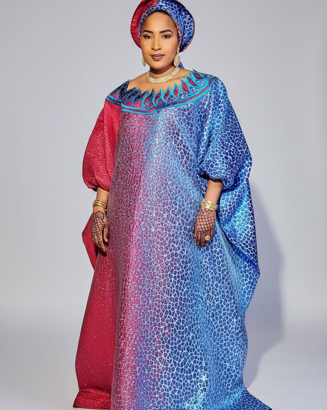 Boubou Brocart Bicolore - Indigo