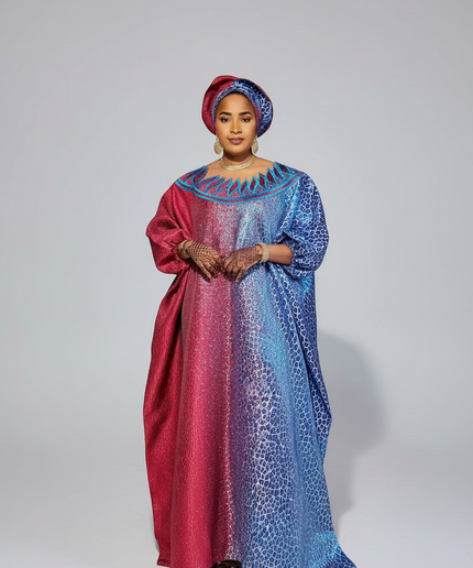 Boubou Brocart Bicolore - Indigo