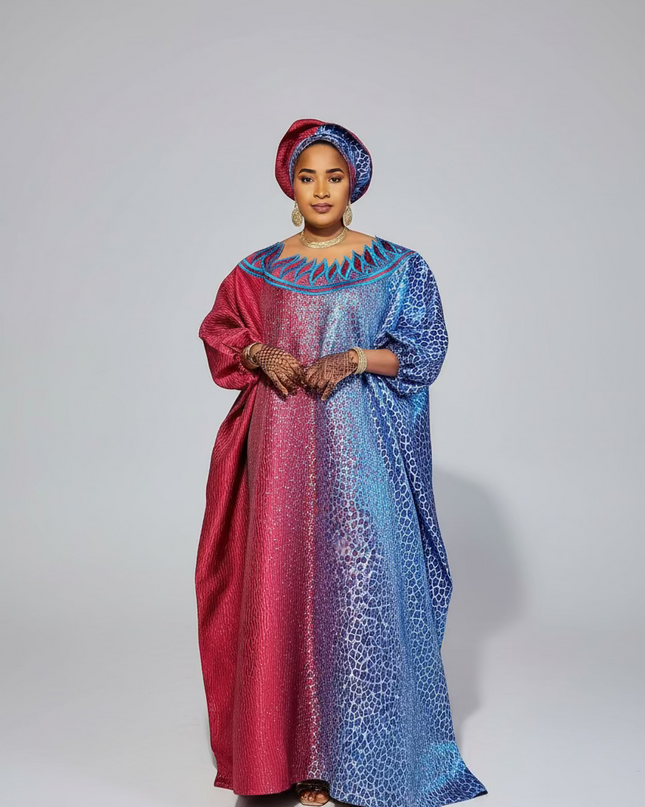Boubou Brocart Bicolore - Indigo