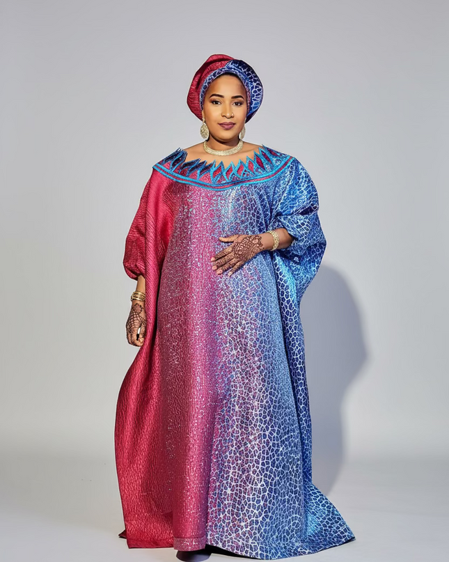Boubou Brocart Bicolore - Indigo