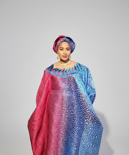 Boubou Brocart Bicolore - Indigo