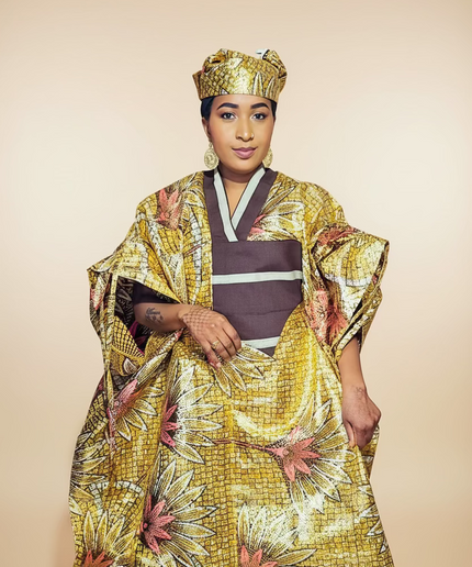 Boubou wax-oké ayoifè - Marron beige