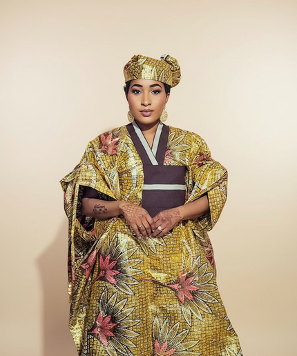 Boubou wax-oké ayoifè - Marron beige