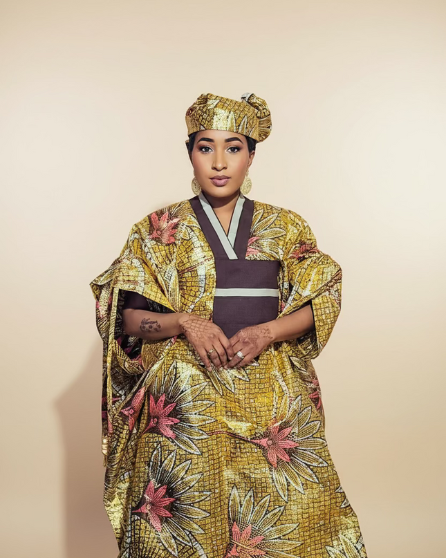 Boubou wax-oké ayoifè - Marron beige