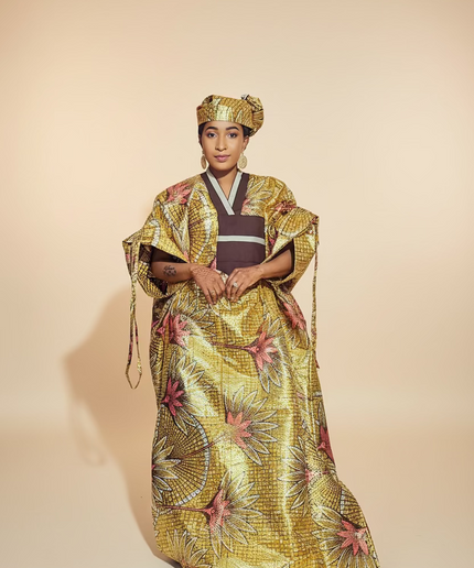 Boubou wax-oké ayoifè - Marron beige