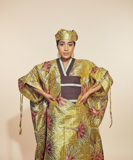 Boubou wax-oké ayoifè - Marron beige