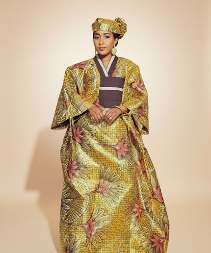 Boubou wax-oké ayoifè - Marron beige