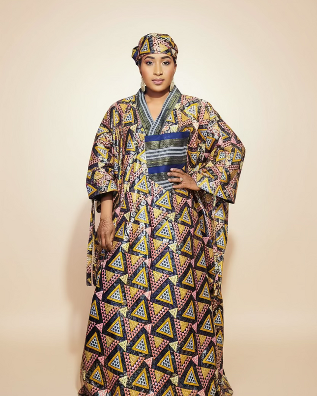 Boubou wax-oké ajokè  - Marron
