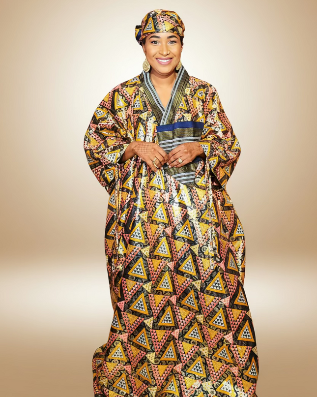 Boubou wax-oké ajokè  - Marron