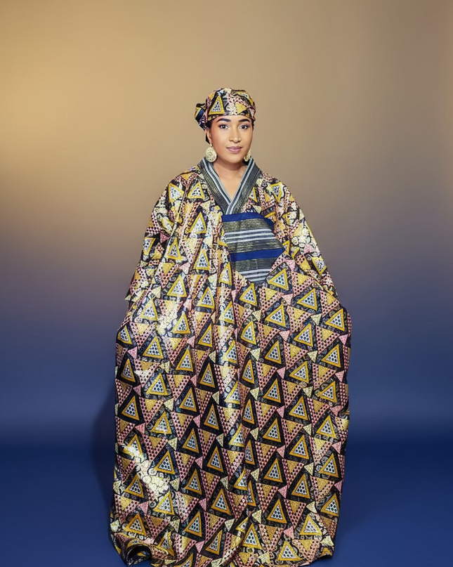 Boubou wax-oké ajokè  - Marron