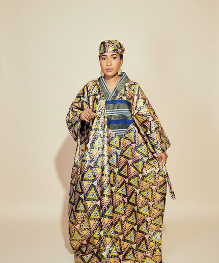 Boubou wax-oké ajokè  - Marron