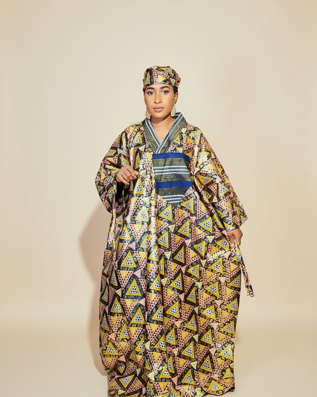 Boubou wax-oké ajokè  - Marron