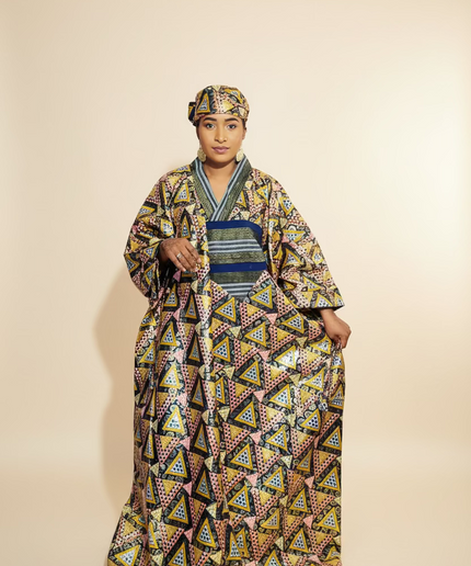 Boubou wax-oké ajokè  - Marron